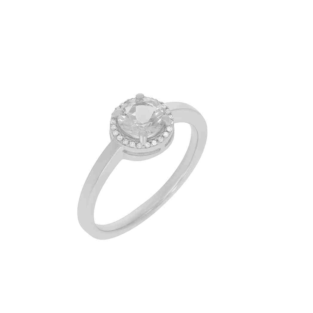 Round White Topaz with a Halo  Engagement Ring PD31343ALR WHITE TOPAZ